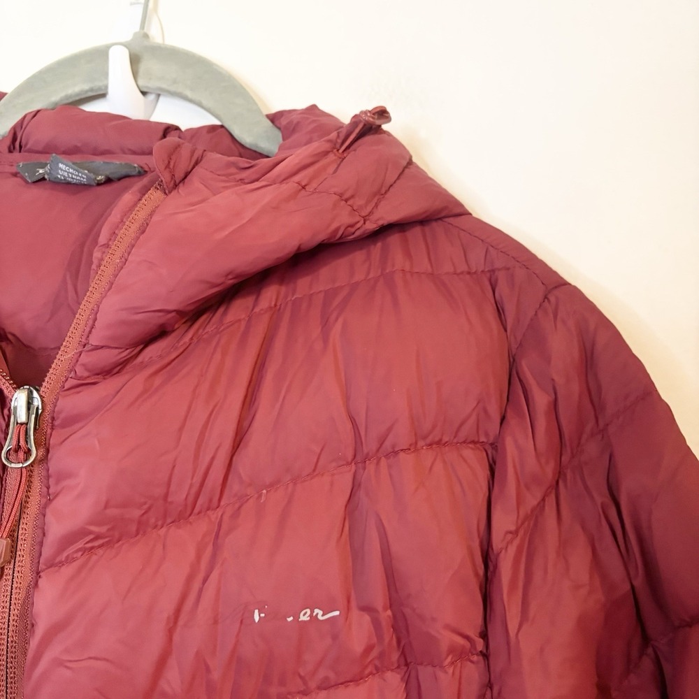 Eddie Bauer Jacket Womens M Red Down Puffer Hooded Full Zip Warm EB650 - Picture 3 of 6
